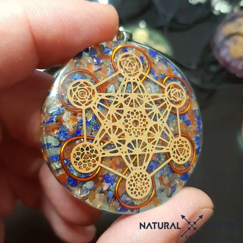 Collier Pendentif Orgone MÉTATRON Cornaline Lapis Lazuli - Image 3