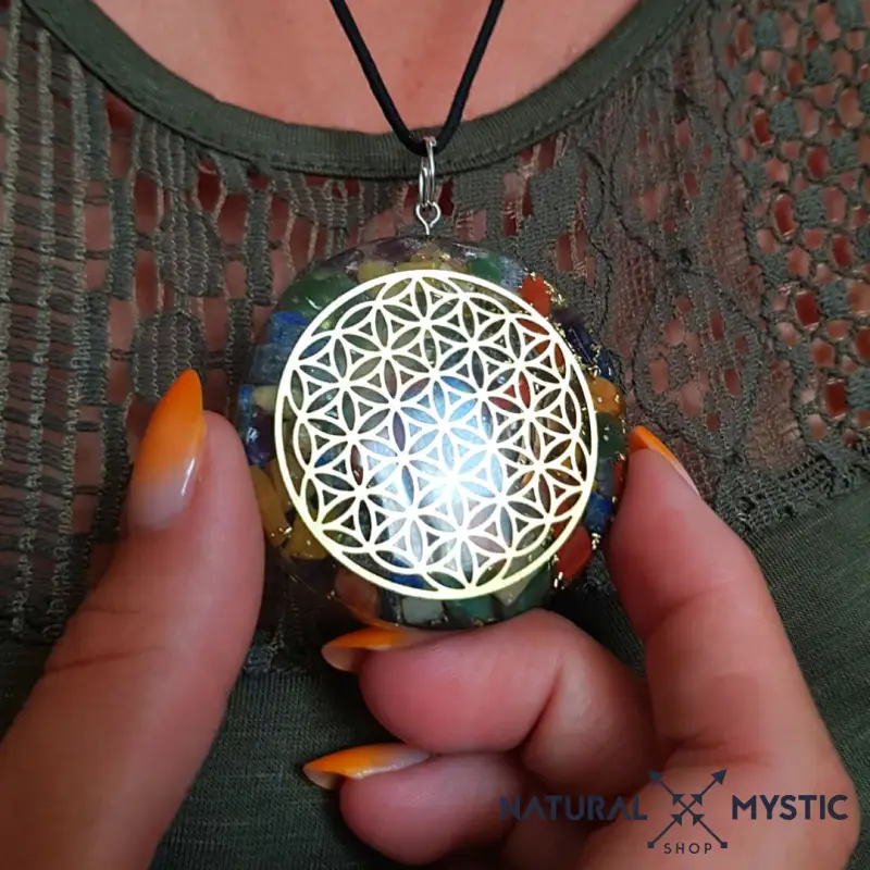 Collier Pendentif Fleur de Vie Orgone | Scalaire 7 Chakras - Image 3