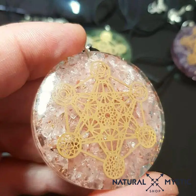 Collier Pendentif Orgone MÉTATRON Quartz Rose - Image 3