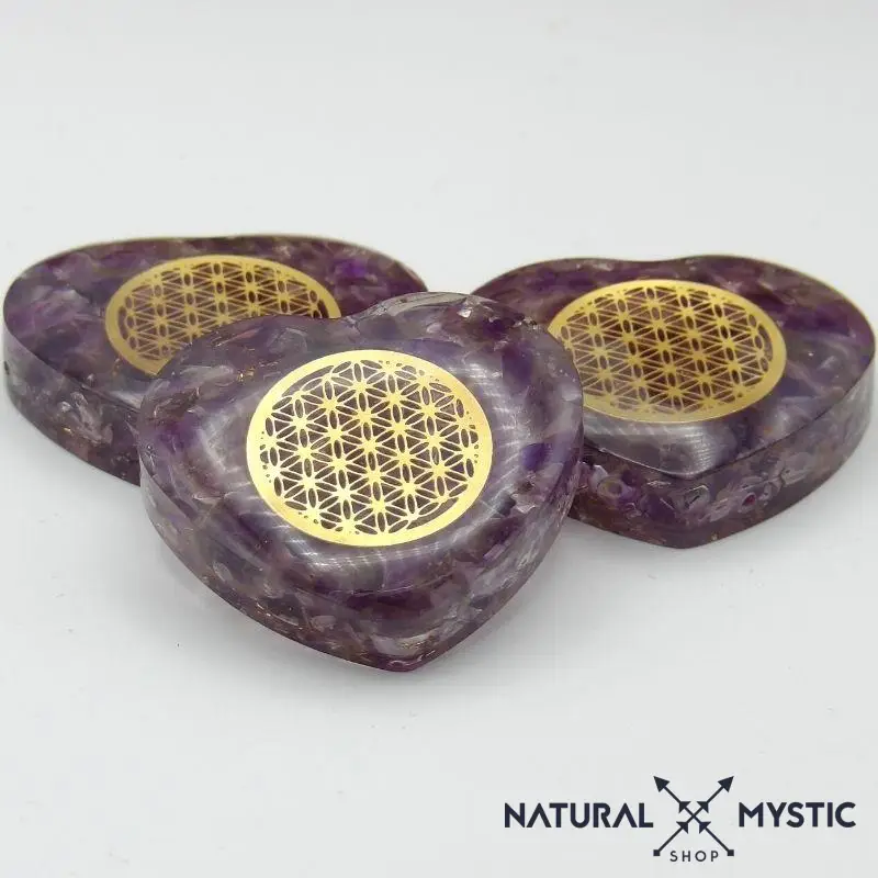 Orgonite de Poche | Cœur Fleur de Vie Améthyste - Image 4