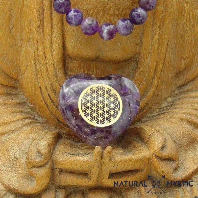 Orgonite de Poche | Cœur Fleur de Vie Améthyste - Image 6
