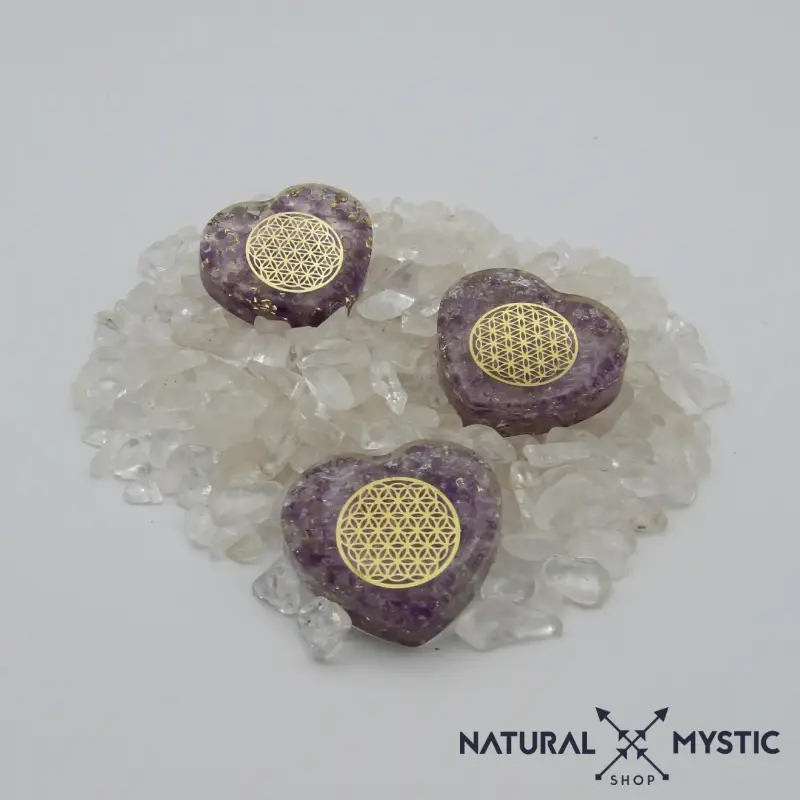 Orgonite de Poche | Cœur Fleur de Vie Améthyste - Image 7