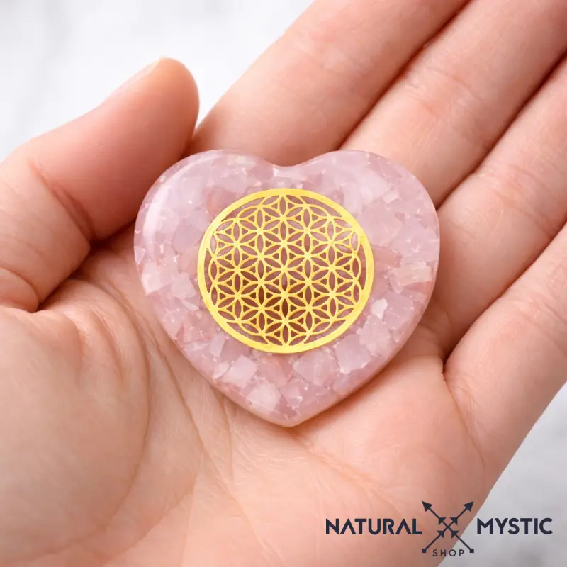 Orgonite de Poche | Cœur Fleur de Vie Quartz Rose - Image 3
