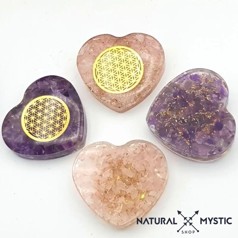 Orgonite de Poche | Cœur Fleur de Vie Quartz Rose - Image 4