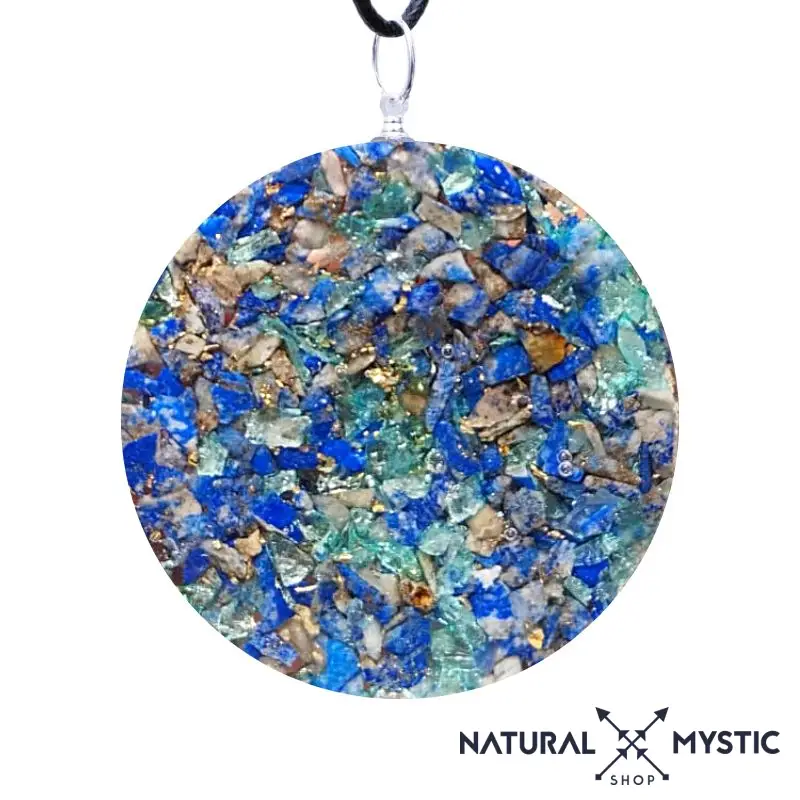 Collier Pendentif Orgone MERKABA Lapis-Lazuli Aigue-Marine - Image 4
