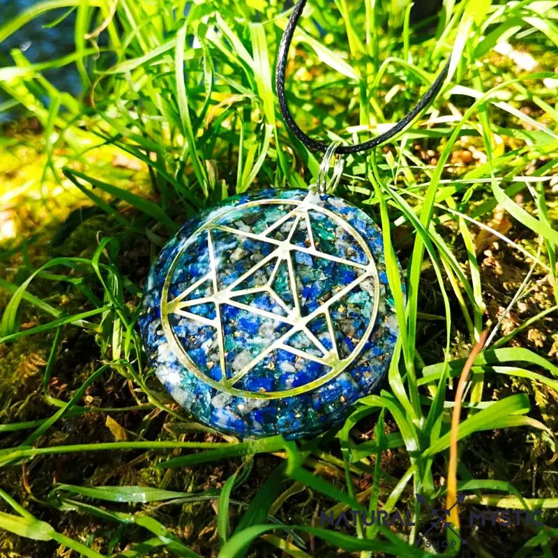 Collier Pendentif Orgone MERKABA Lapis-Lazuli Aigue-Marine - Image 5