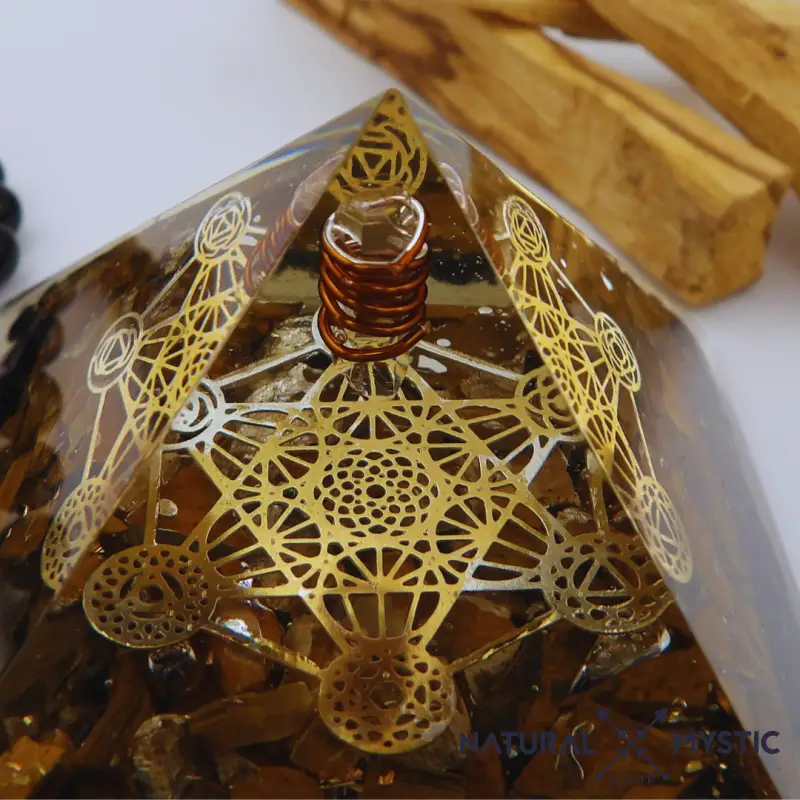 Pyramide Orgone PROTECTION Œil de Tigre Tourmaline Noire - Image 4