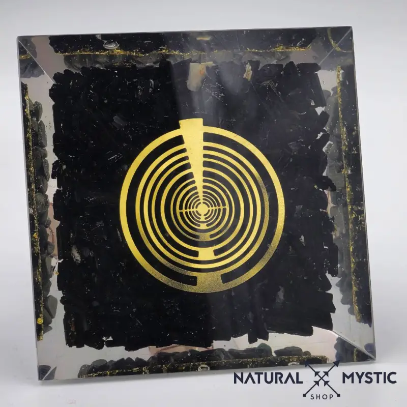 Pyramide Orgone NUBIENNE Pyrite et Tourmaline Noire XL - Image 7