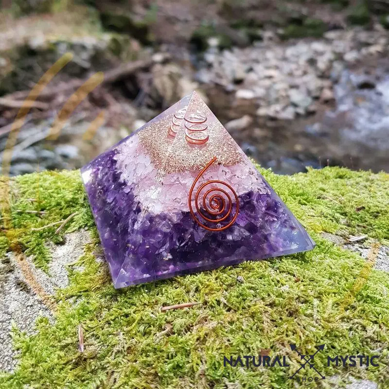 Pyramide Orgone APAISEMENT Améthyste Quartz Rose Cristal de Roche - Image 5