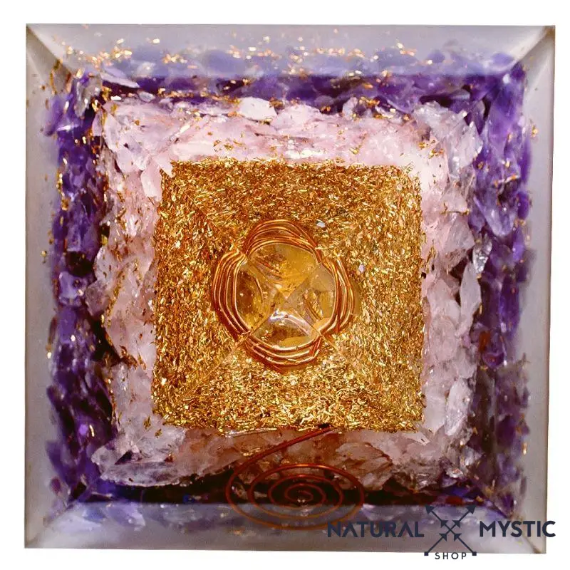Pyramide Orgone APAISEMENT Améthyste Quartz Rose Cristal de Roche - Image 6