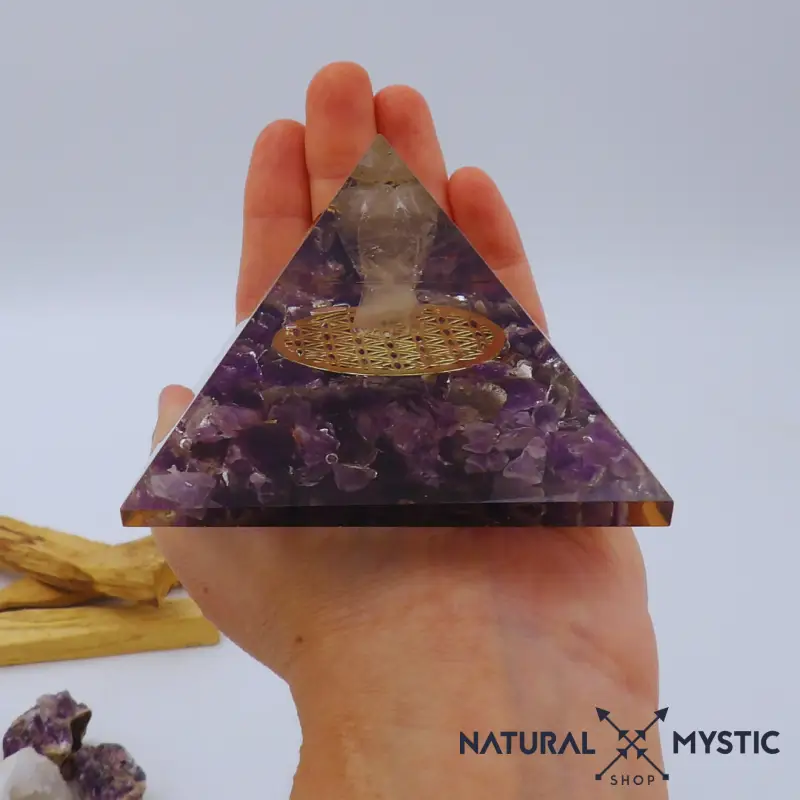 Pyramide Orgone CÉLESTE Améthyste et Cristal de Roche - Image 4