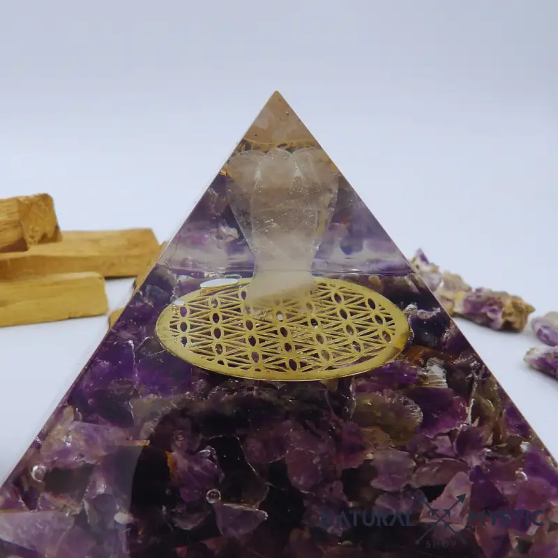 Pyramide Orgone CÉLESTE Améthyste et Cristal de Roche - Image 5