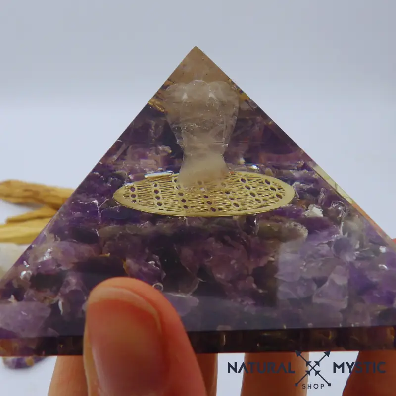 Pyramide Orgone CÉLESTE Améthyste et Cristal de Roche - Image 6