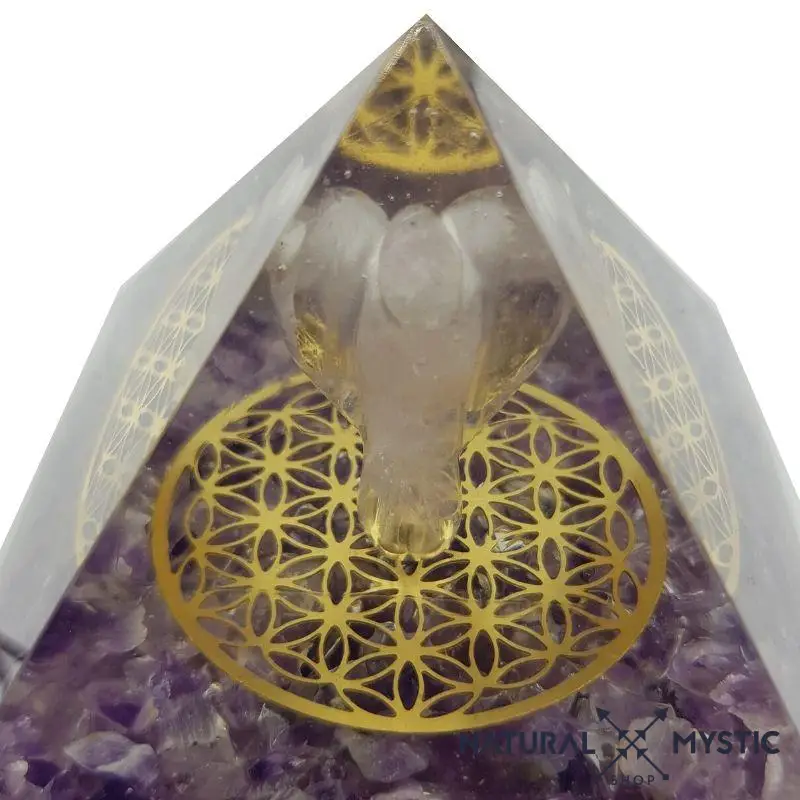 Pyramide Orgone CÉLESTE Améthyste et Cristal de Roche - Image 8