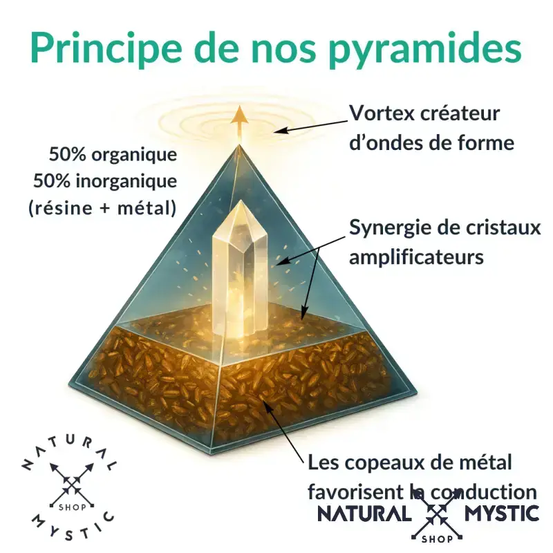 Pyramide Orgone CÉLESTE Tourmaline et Quartz Fantôme - Image 7