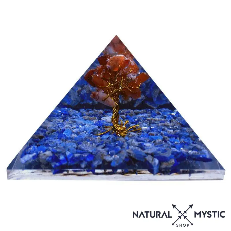 Pyramide Orgone COMMUNICATION Arbre de Vie Cornaline Lapis-Lazuli - Image 5