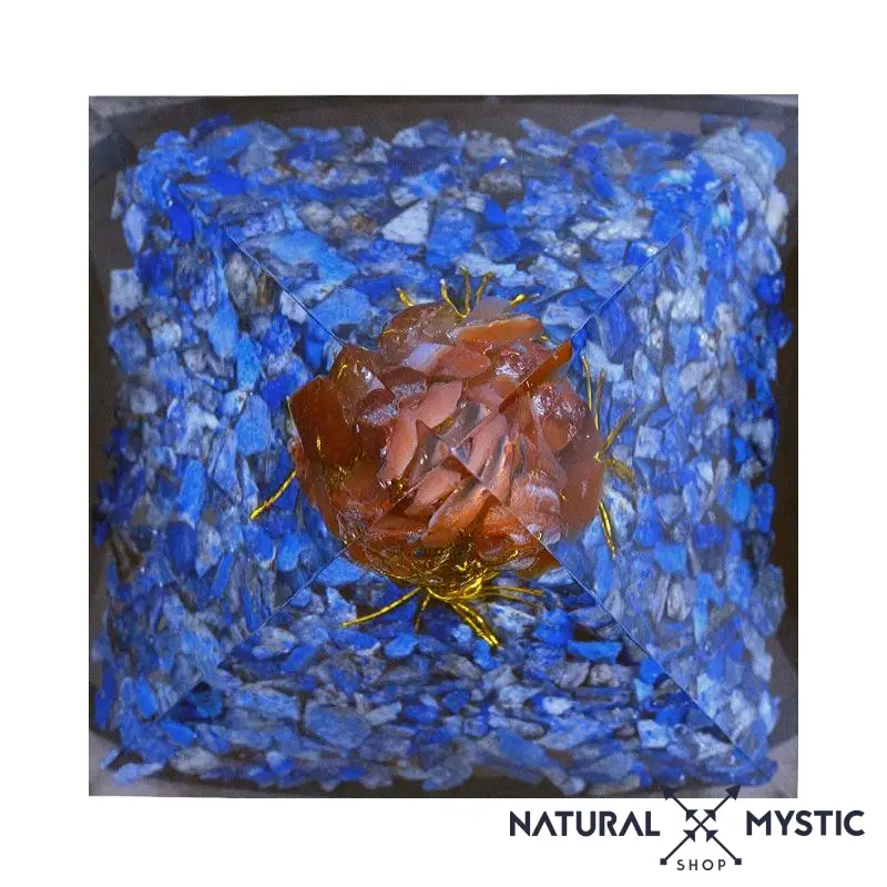 Pyramide Orgone COMMUNICATION Arbre de Vie Cornaline Lapis-Lazuli - Image 6